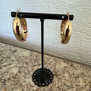 Sterling S925 14K Yellow Gold Plated Classic Thicker Hoop Earrings